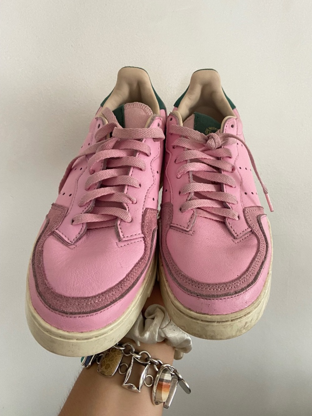 Adidas Supercourt pink and green